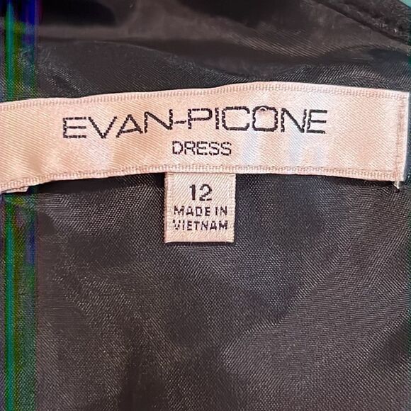 NWT Evan Picone Black Sheath Sleeves Dress with Ruffle Hem - Size 12 - Picture 12 of 14